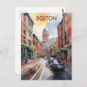 Carte Postale Art de l'aquarelle de Boston (Devant / Derrière)