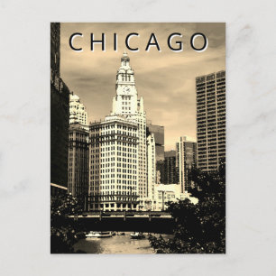 Carte Postale Art de l'aquarelle de Chicago LT Wind City