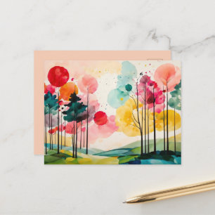 Carte Postale Art de l'aquarelle de printemps Whimsical