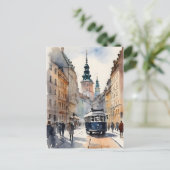 Carte Postale Art de l'aquarelle de Varsovie (Debout devant)