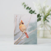 Carte Postale Art de l'aquarelle des oiseaux cardinaux du Nord (Debout devant)