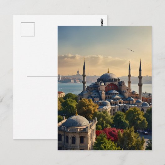 Carte Postale Art de l'aquarelle d'Istanbul (Devant / Derrière)