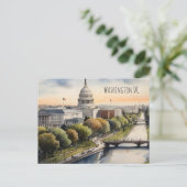 Carte Postale Art de l'aquarelle Washington DC (Debout devant)