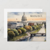 Carte Postale Art de l'aquarelle Washington DC (Devant / Derrière)