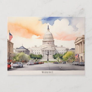 Carte Postale Art de l'aquarelle Washington DC
