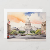 Carte Postale Art de l'aquarelle Washington DC (Devant / Derrière)