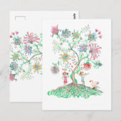 Carte Postale art de l'arbre fleuri (Devant / Derrière)