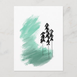 Carte Postale art de l'arbre vert scandinave simple moderne ment