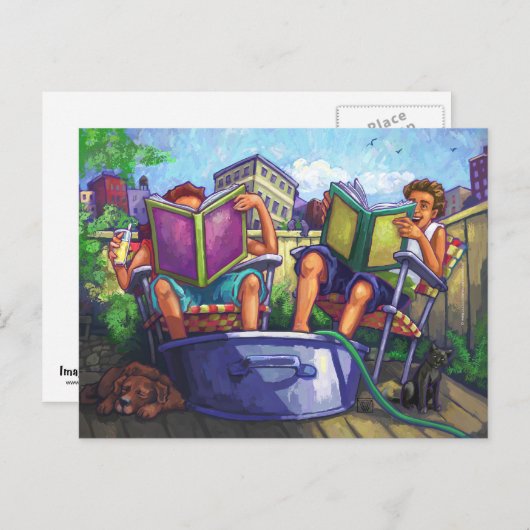 Carte Postale Art de lecture en été (Devant / Derrière)