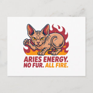 Carte Postale Art de l'énergie du zodiaque du feu du chat Sphynx