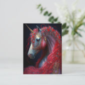 Carte Postale Art de l'Imaginaire de la licorne rouge (Debout devant)