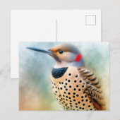 Carte Postale Art de l'oiseau pic flamboyant (Devant / Derrière)