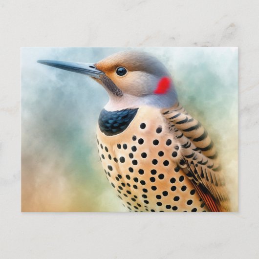 Carte Postale Art de l'oiseau pic flamboyant (Devant)