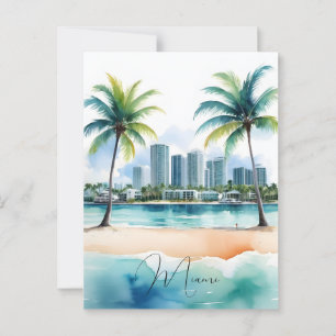 Carte Postale Art de Miami aquarelle