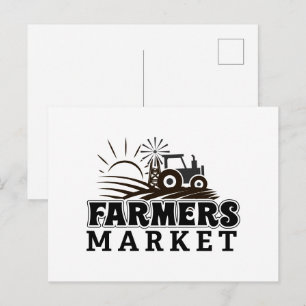 Carte Postale Art de mot de marché de fermiers amusant