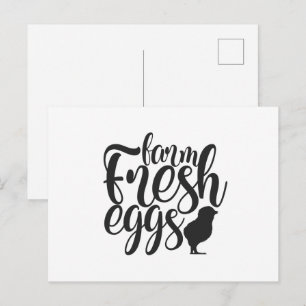 Carte Postale Art de mot d'œufs frais de ferme amusante 