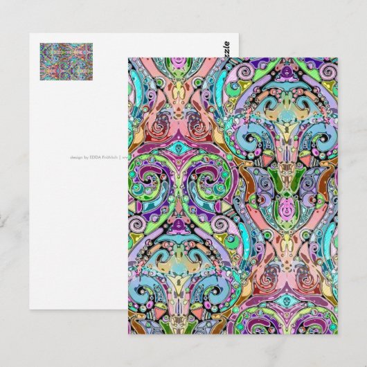 Carte Postale Art de motif peint à la main et numériquement 10 (Devant / Derrière)
