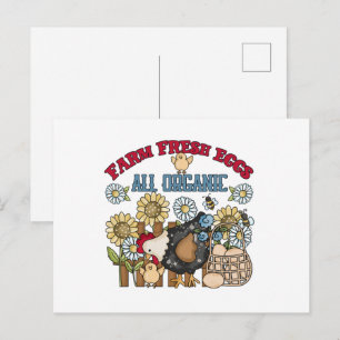 Carte Postale Art de mots des vendeurs d'œufs frais mignons poul