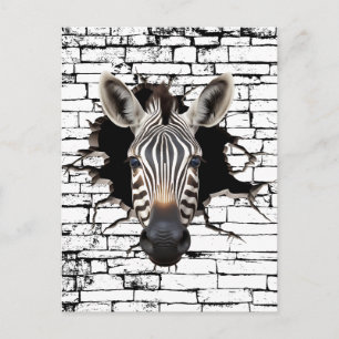Carte Postale Art de mur cassé Zèbre 3D – Safari réaliste