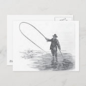 Carte Postale Art de pêche vintage (Devant / Derrière)