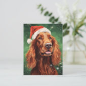 Carte Postale Art de peinture à la brosse de Noël Setter irlanda (Debout devant)