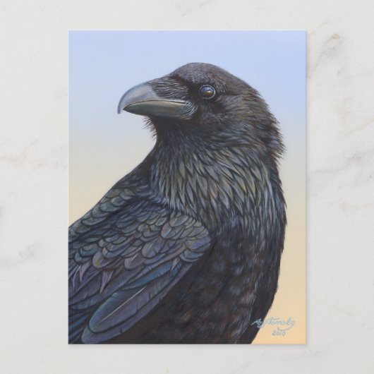 Carte Postale Art de peinture de coucher du soleil de Raven de (Devant)