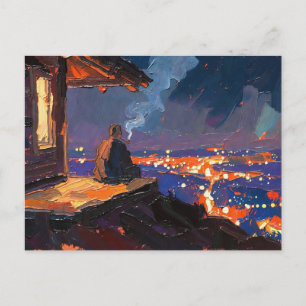 Carte Postale Art de Pipe (Nuit #4) peinture à l'huile