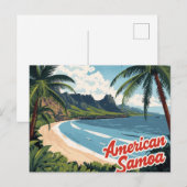 Carte Postale Art de plage tropical des Samoa américaines (Devant / Derrière)