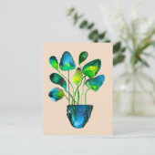 Carte Postale Art de plantes à l'aquarelle vert et bleu abstrait (Debout devant)