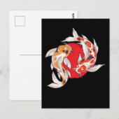 Carte Postale Art de poissons Koi japonais Aquaculture piscicole (Devant / Derrière)