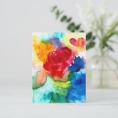 Carte Postale Art de rose abstraite magnifique à l'aquarelle (Debout devant)