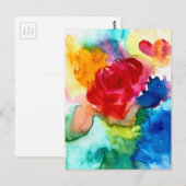 Carte Postale Art de rose abstraite magnifique à l'aquarelle (Devant / Derrière)