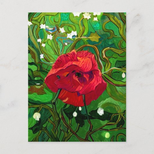 CARTE POSTALE ART DE ROSE ROUGE (Devant)