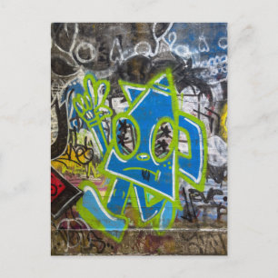Carte Postale Art de rue graffiti de dessin animé bleu