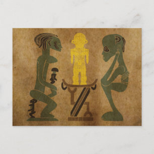 Carte Postale art de scène vintage silhouette tribale africaine