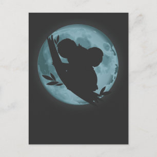 Carte Postale Art de silhouette de lune de koala Amateur d'anima
