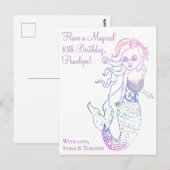 Carte Postale Art de sirène à l'aquarelle violette pour fille Jo (Devant / Derrière)