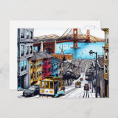 Carte Postale Art de style bande dessinée de San Francisco, Cali (Devant / Derrière)