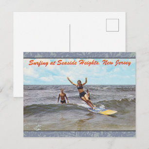 Carte Postale Art de surf vintage de Seaside Heights, New Jersey