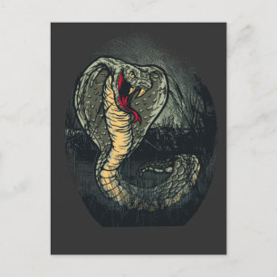 Carte Postale Art de tatouage de cobra féroce jungle sombre