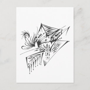 Carte Postale Art de tatouage tribal abstrait noir et blanc pyra
