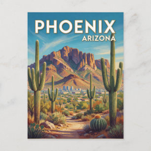 Carte Postale Art de voyage de la montagne Camelback de Phoenix 