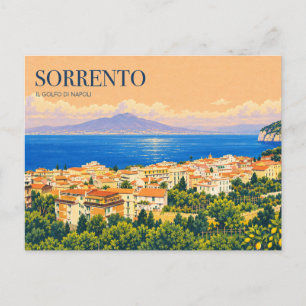 Carte Postale Art de voyage rétro Sorrente et Vesuve