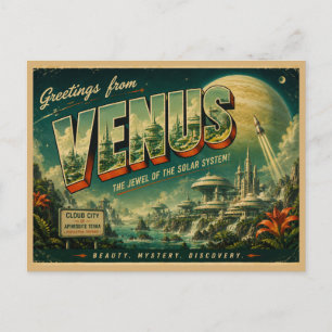 Carte Postale Art de voyage spatial lunaire gelé vintage