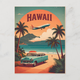 Carte Postale Art de voyage touristique à Hawaï milieu du siècle