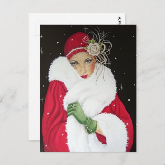 Carte postale - Art Déco 1930 Noël Salutation (Devant / Derrière)