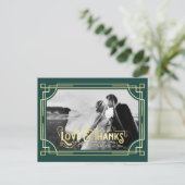 Carte Postale Art Déco Amour & Merci Gold Dark Green Merci (Debout devant)