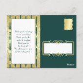Carte Postale Art Déco Amour & Merci Gold Green Photo Merci (Dos)