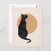 Carte postale art déco chat noir (Devant / Derrière)
