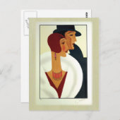 Carte Postale Art déco Couple 1920 (Devant / Derrière)